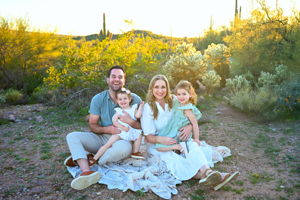 Family gathering together for a portrait